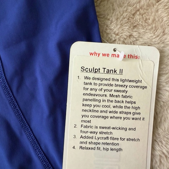 NWT Lululemon Vintage Sculpt Tank II Psychic Blue Size 6 - Picture 5 of 7